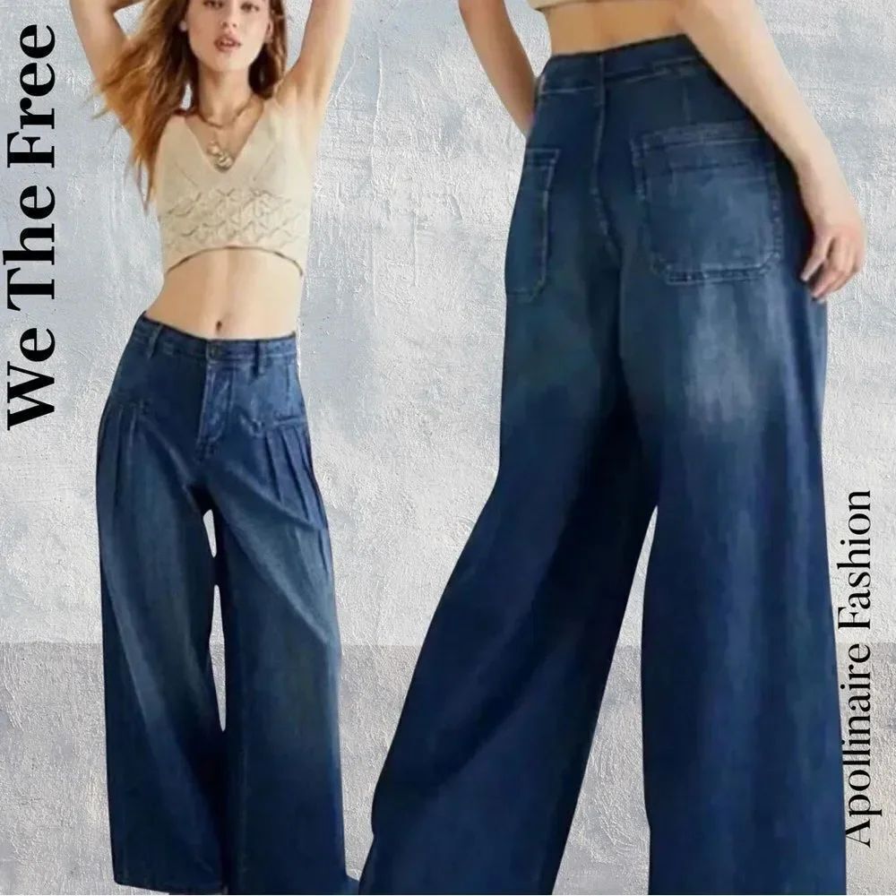 We The Free Charlie Blue Wide-Leg Jeans Size 26 NWOT